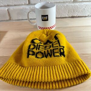 Vintage CAT DIESEL POWER Winter Knit Hat and Mug - Great Gift for CAT lovers